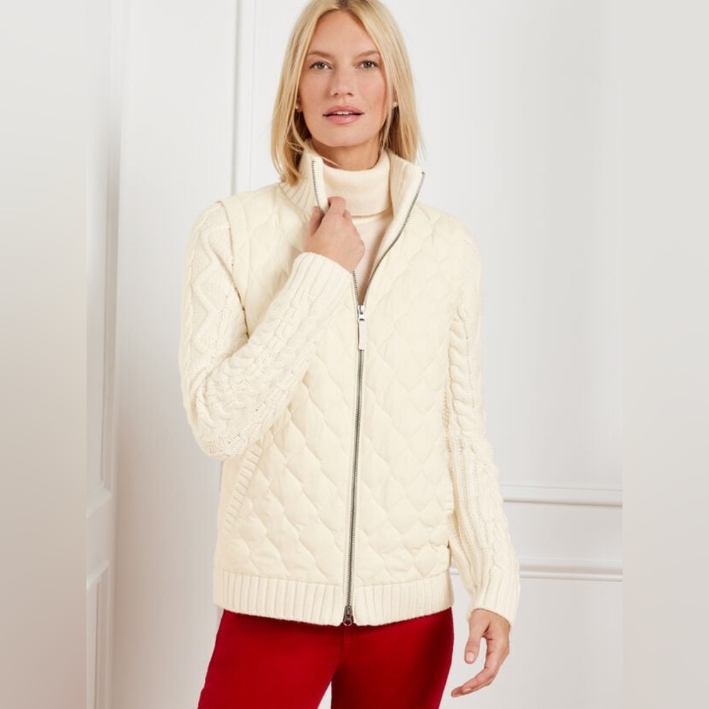 NWT Talbots Quilted Puffer Sweater Jacket